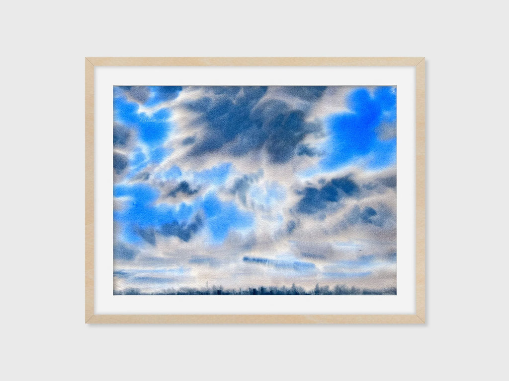 Warm Clouds - Original Watercolor Cloud Painting
