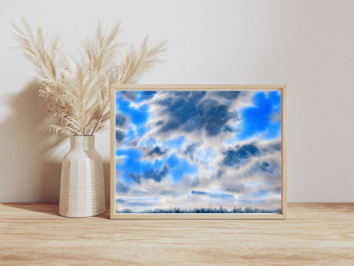Warm Clouds - Original Watercolor Cloud Painting
