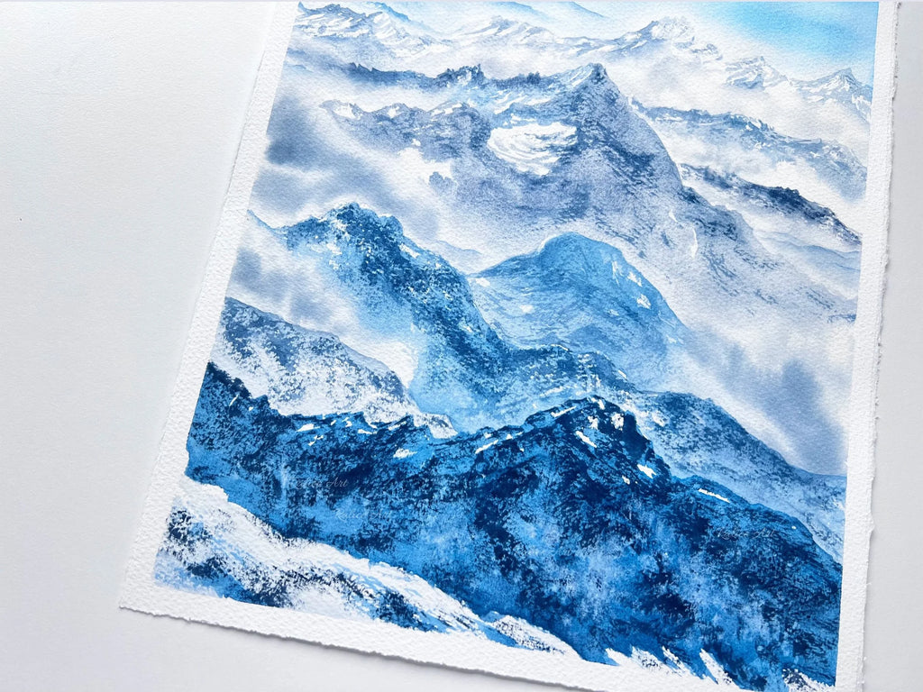 Rolling Hills - Original Watercolor Mountain Painting