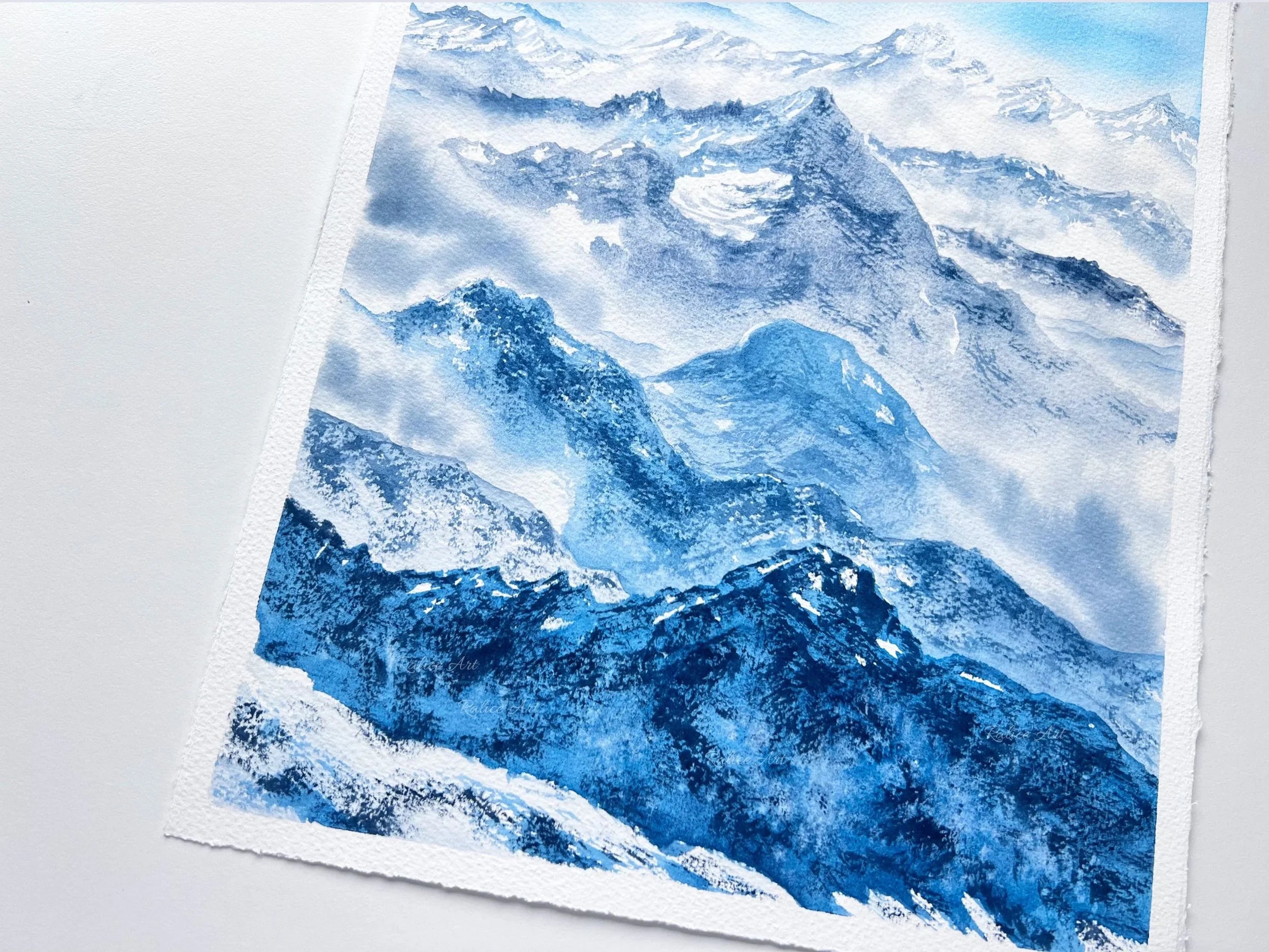 Rolling Hills - Original Watercolor Mountain Painting