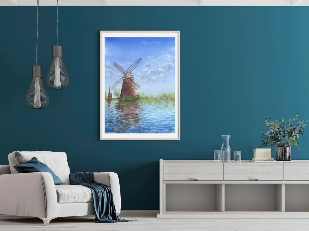 Windmill's Reflections - Original Watercolor Painting