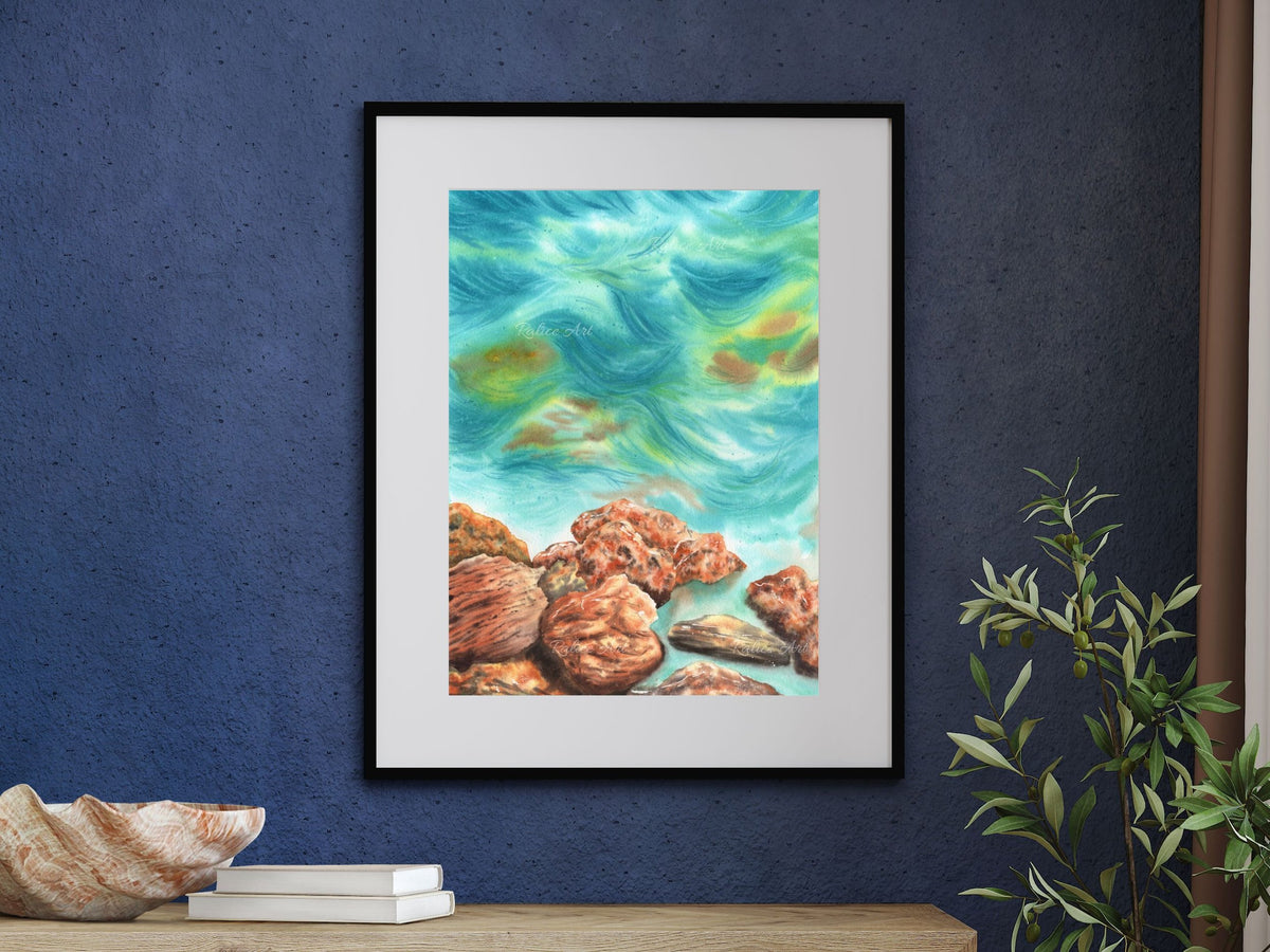 Rocky Seascape - Original Watercolor Painting
