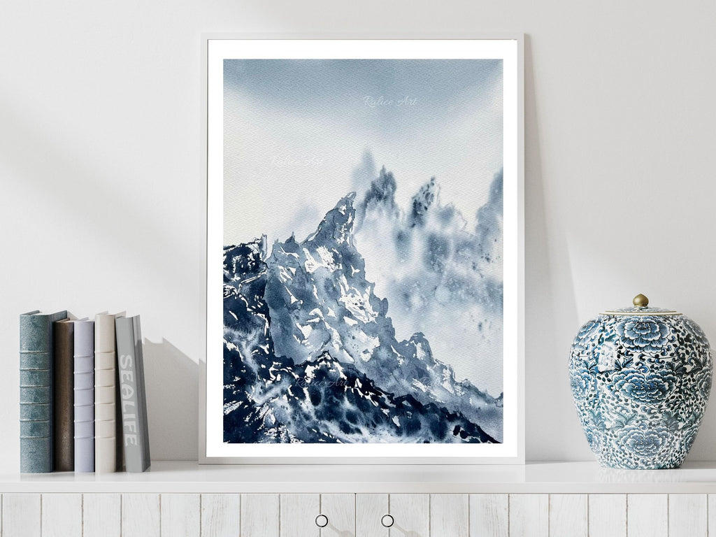 Textures - Original Watercolor Mountain Painting