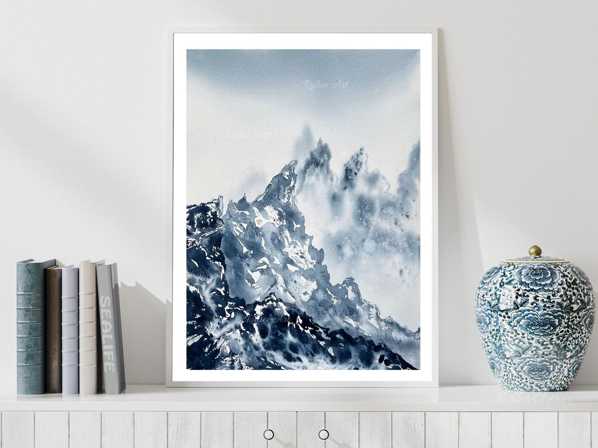 Textures - Original Watercolor Mountain Painting