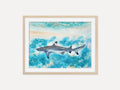 Sunlit Shark  - Original Watercolor Painting of a Blue Shark