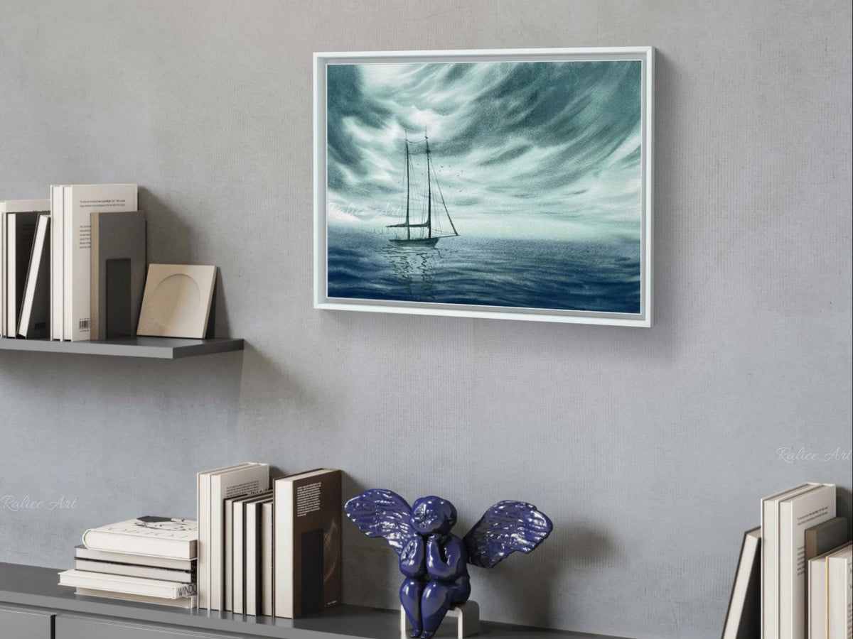 Stronger Than The Storm - Sailing Boat Original Watercolor Painting