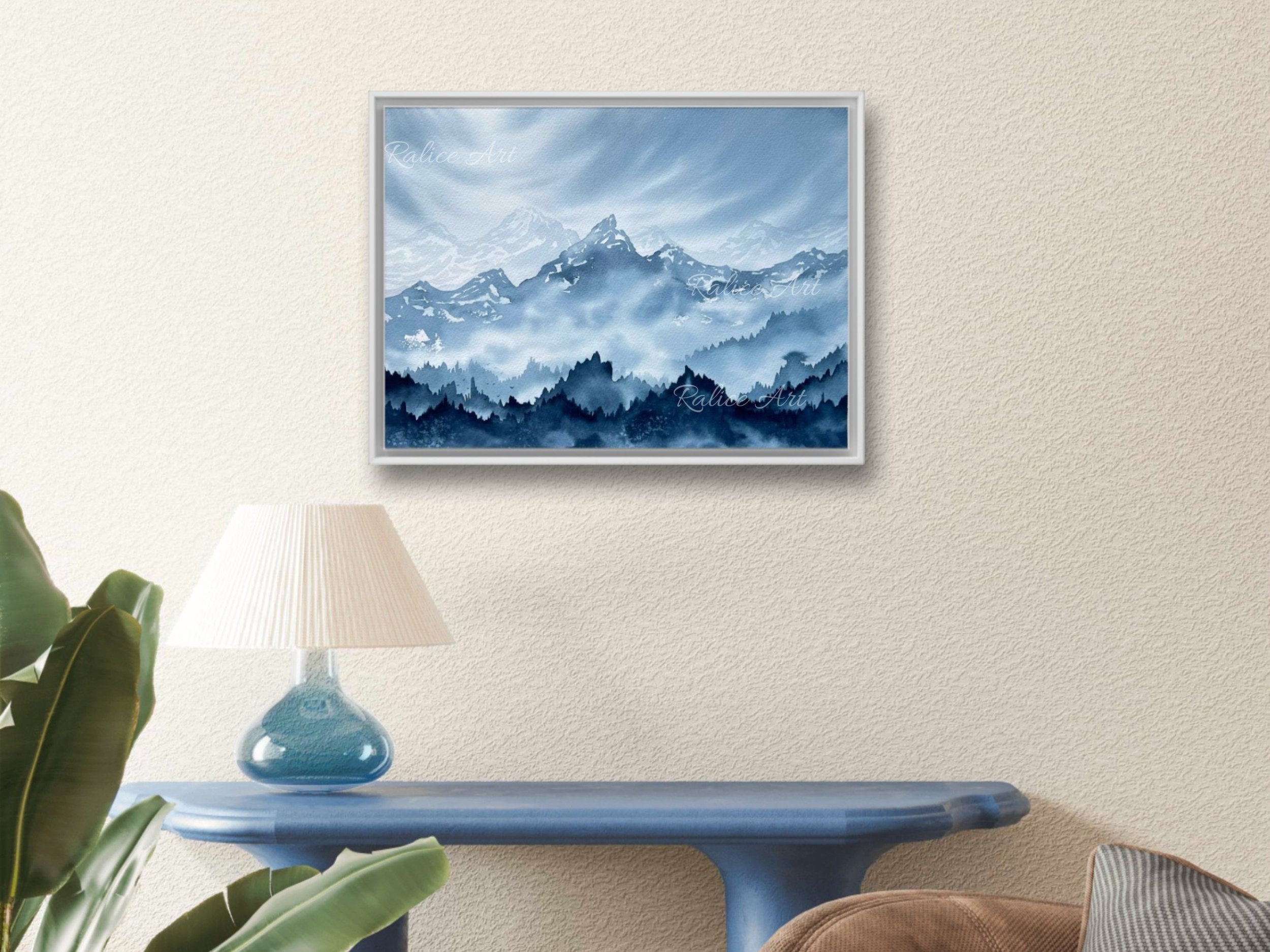Misty Mountain Valley - Original Watercolor Painting