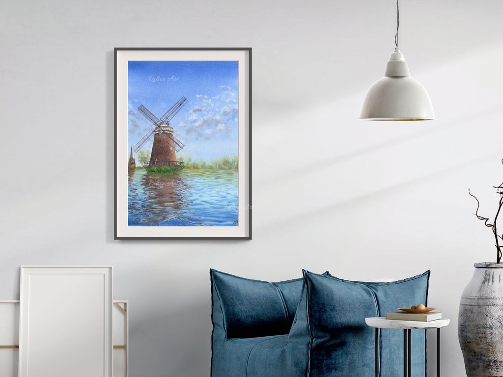 Windmill's Reflections - Original Watercolor Painting