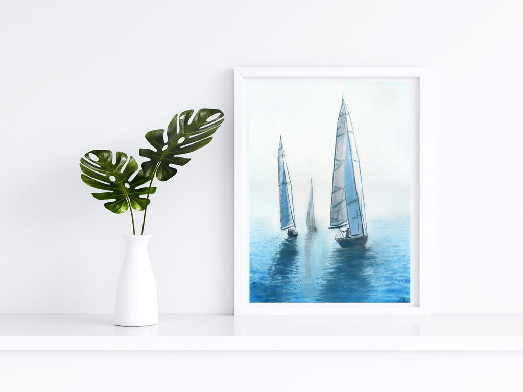 Je T'aime Ma Mer - Rowing Regatta Original Watercolor Painting