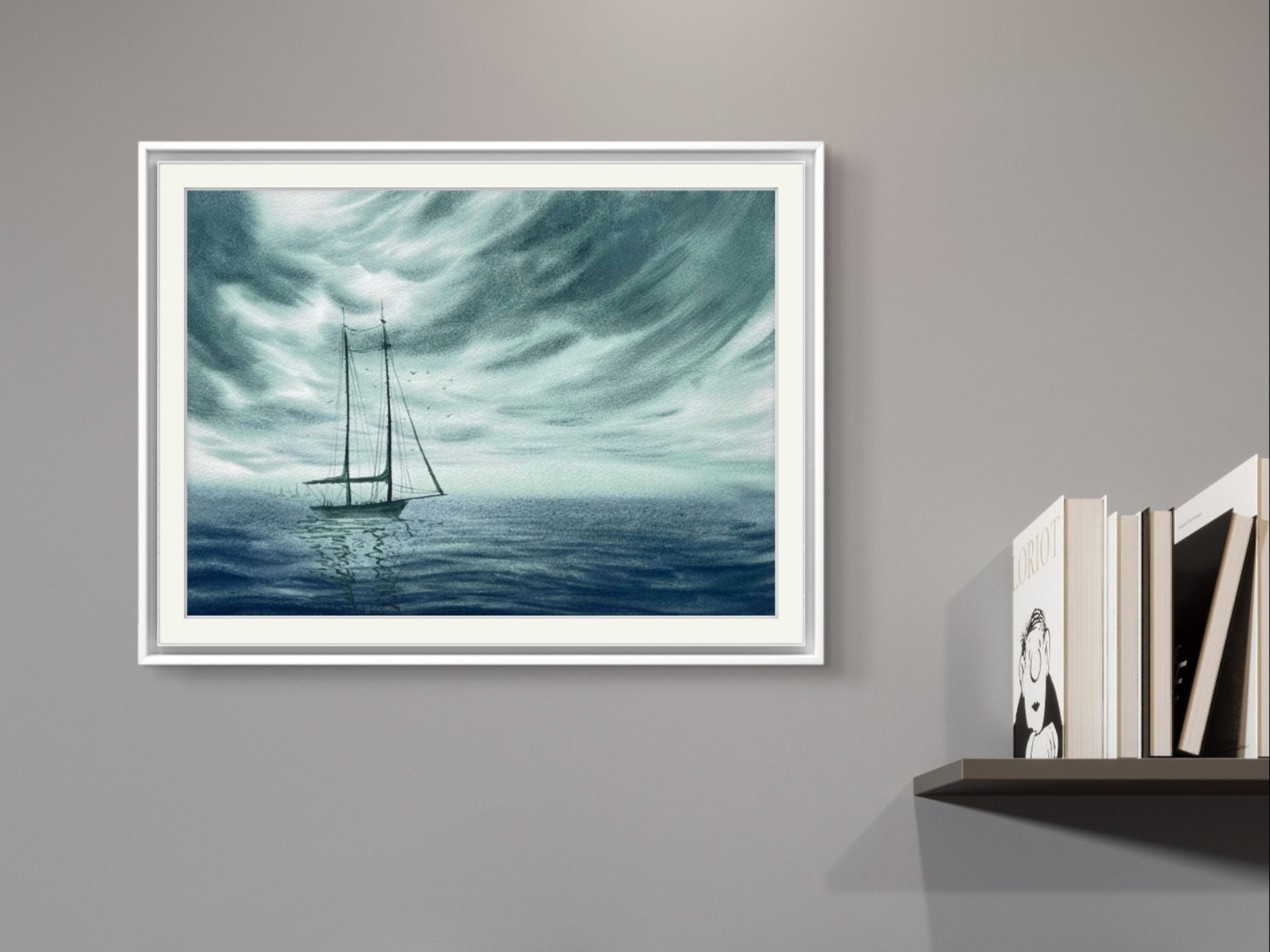 Stronger Than The Storm - Sailing Boat Original Watercolor Painting