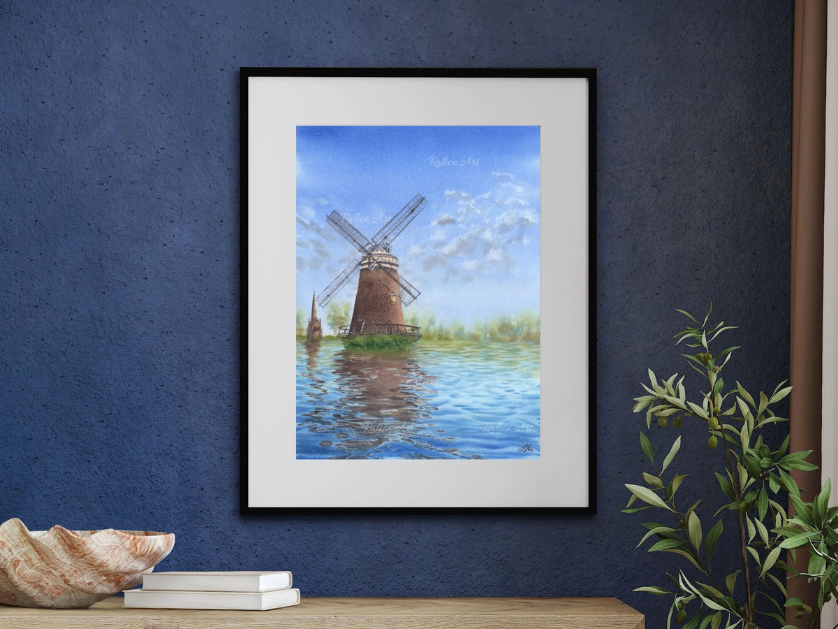 Windmill's Reflections - Original Watercolor Painting