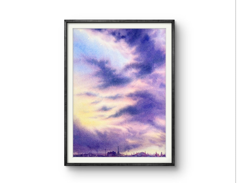 Purple Clouds - Original Watercolor Painting