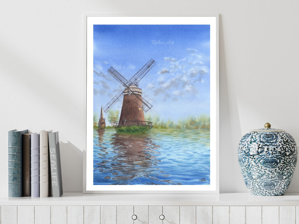 Windmill's Reflections - Original Watercolor Painting