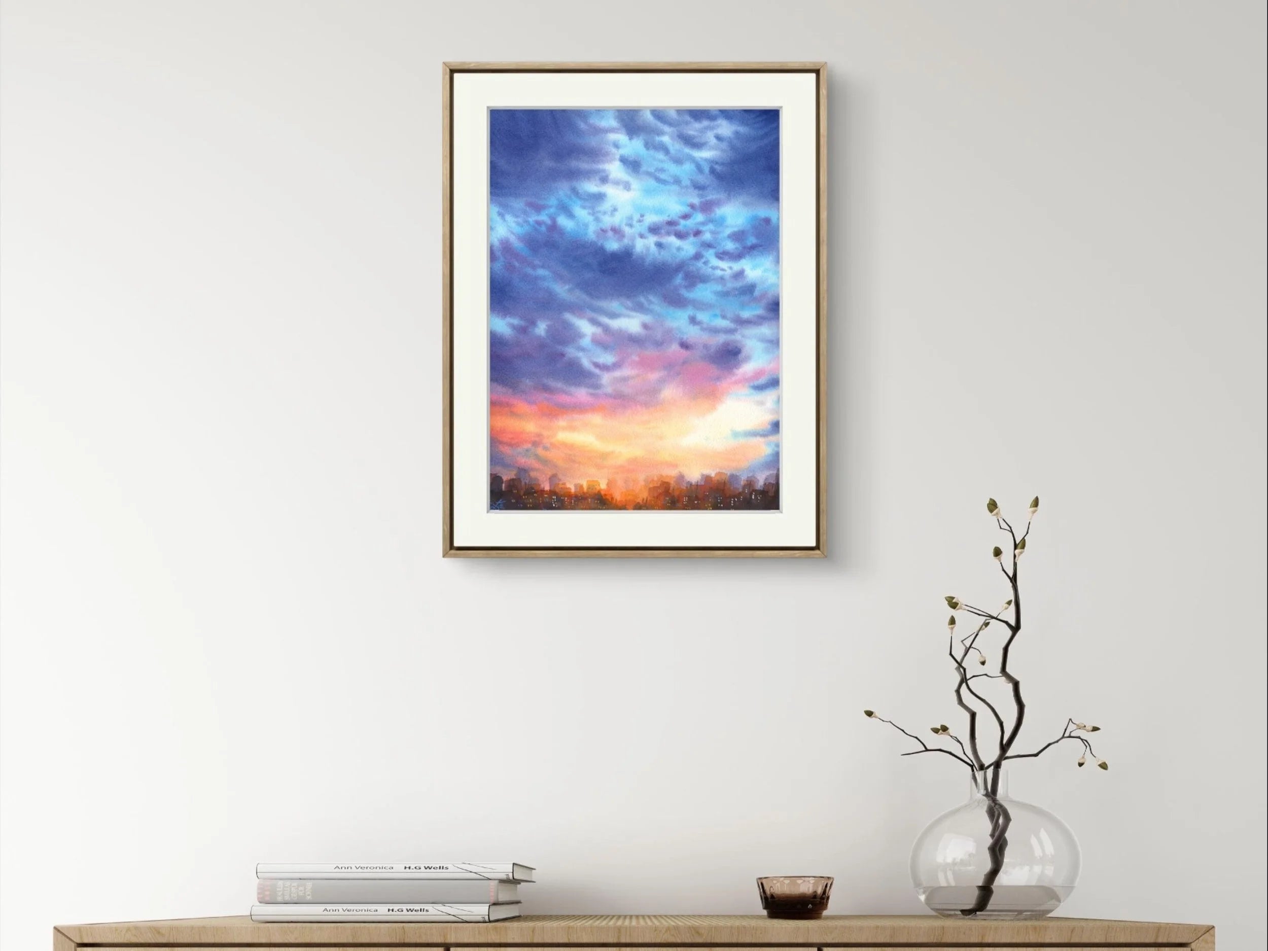 Blue Clouds - Original Watercolor Painting