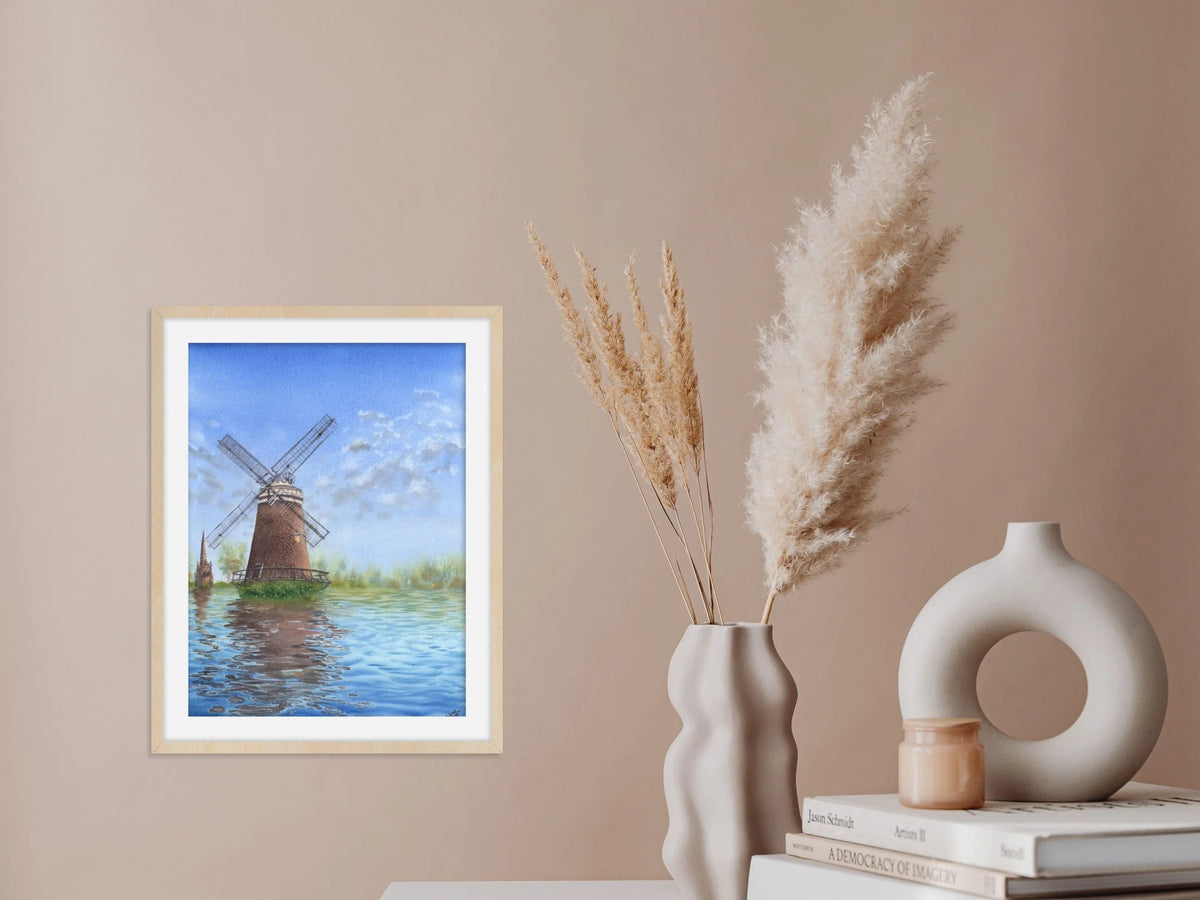 Windmill's Reflections - Original Watercolor Painting