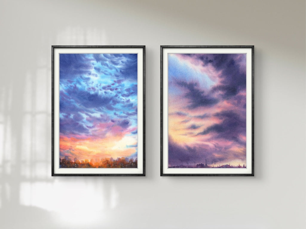 Blue Clouds - Original Watercolor Painting