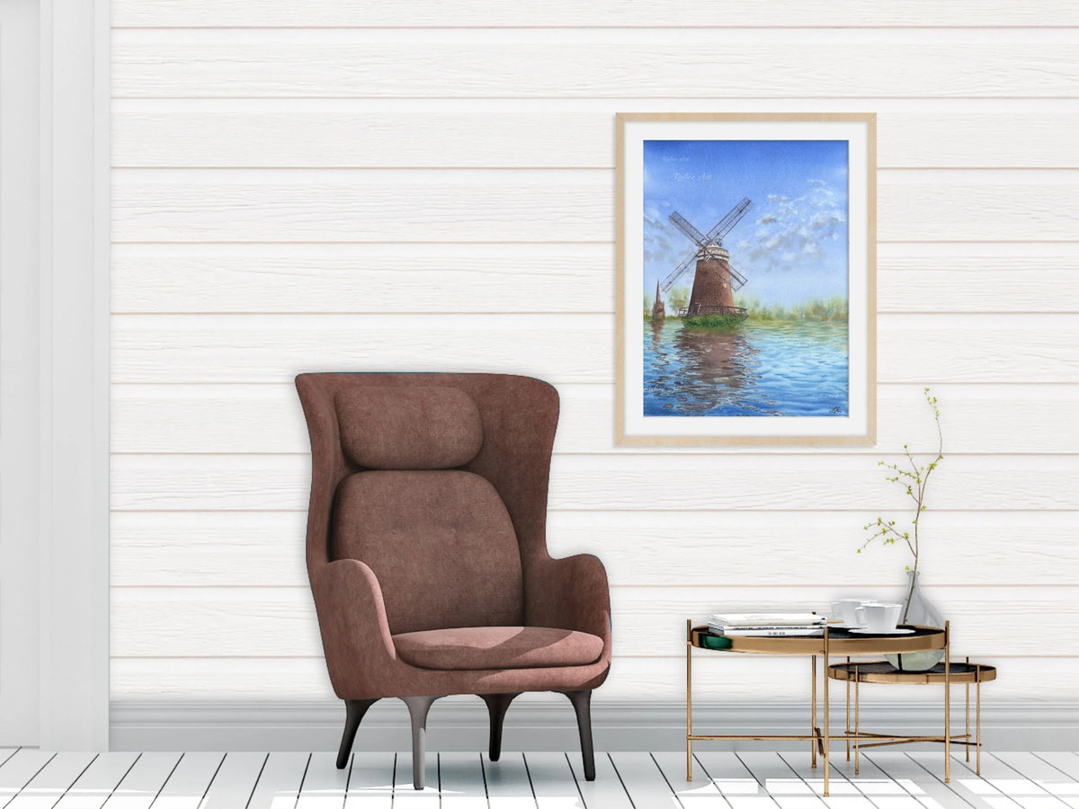 Windmill's Reflections - Original Watercolor Painting