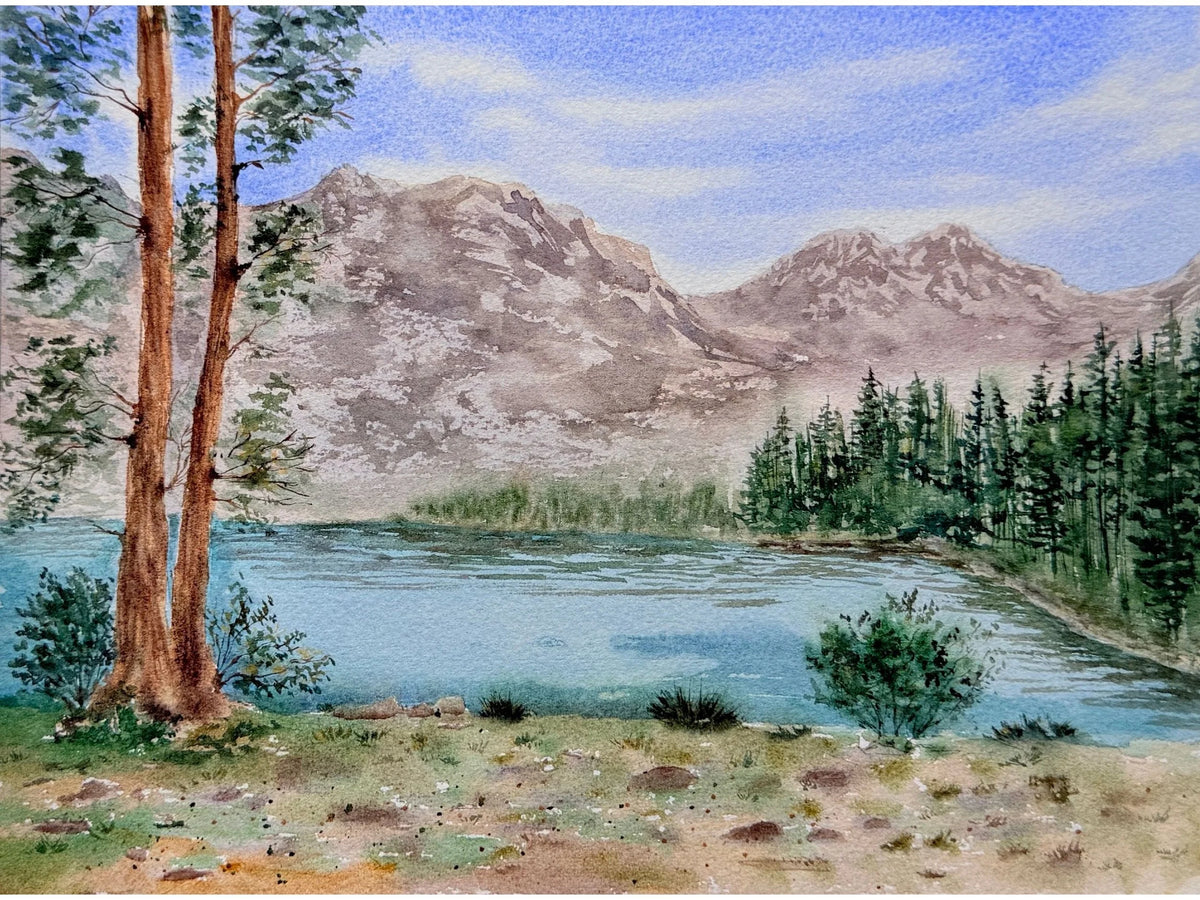 Calm Mountain Lake - Original Watercolor Painting