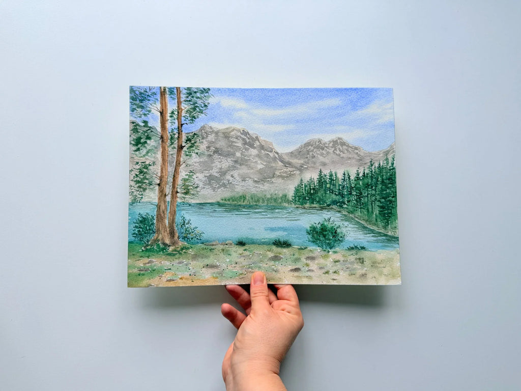 Calm Mountain Lake - Original Watercolor Painting