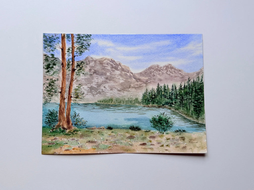 Calm Mountain Lake - Original Watercolor Painting