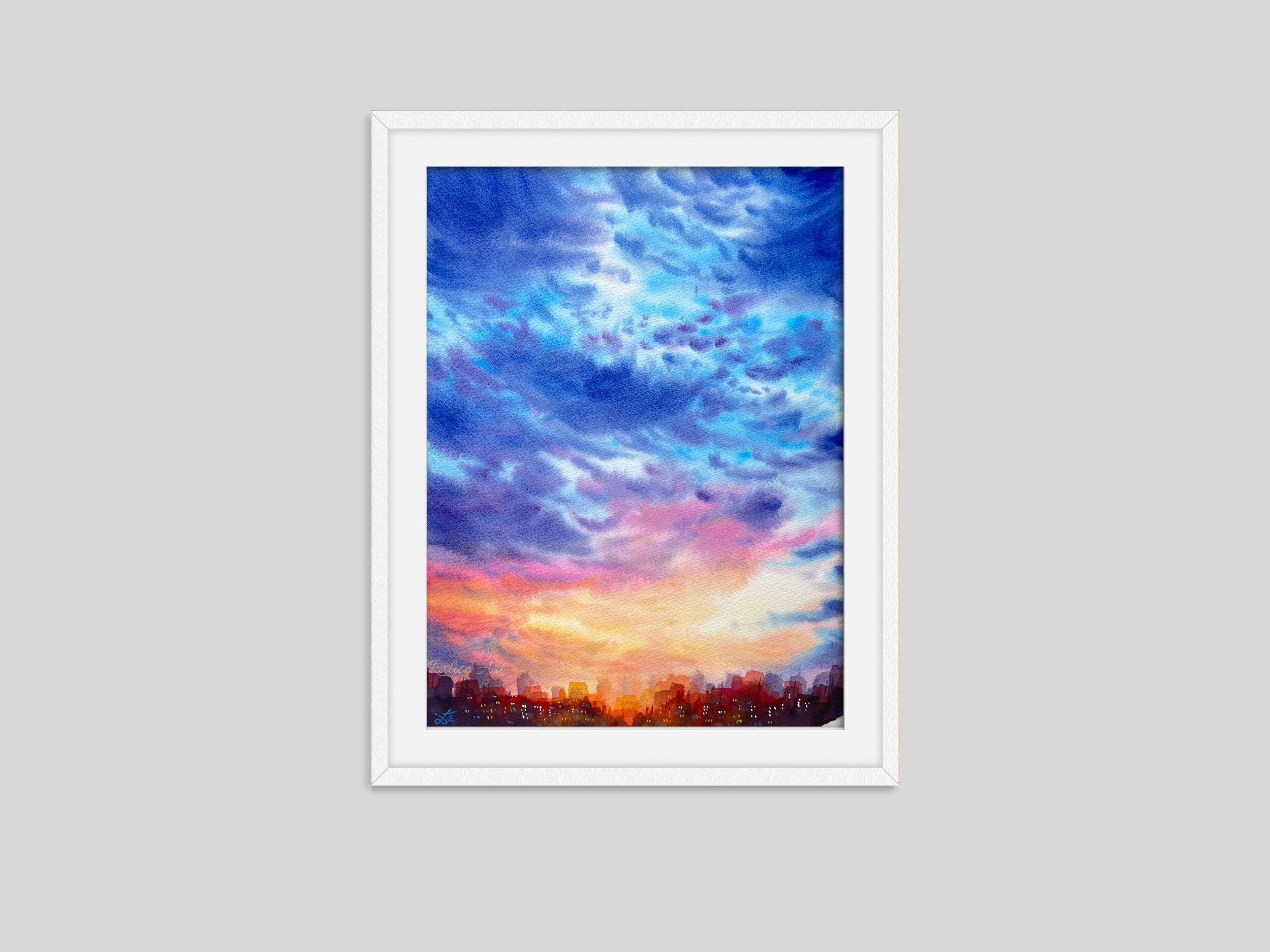 Blue Clouds - Original Watercolor Painting