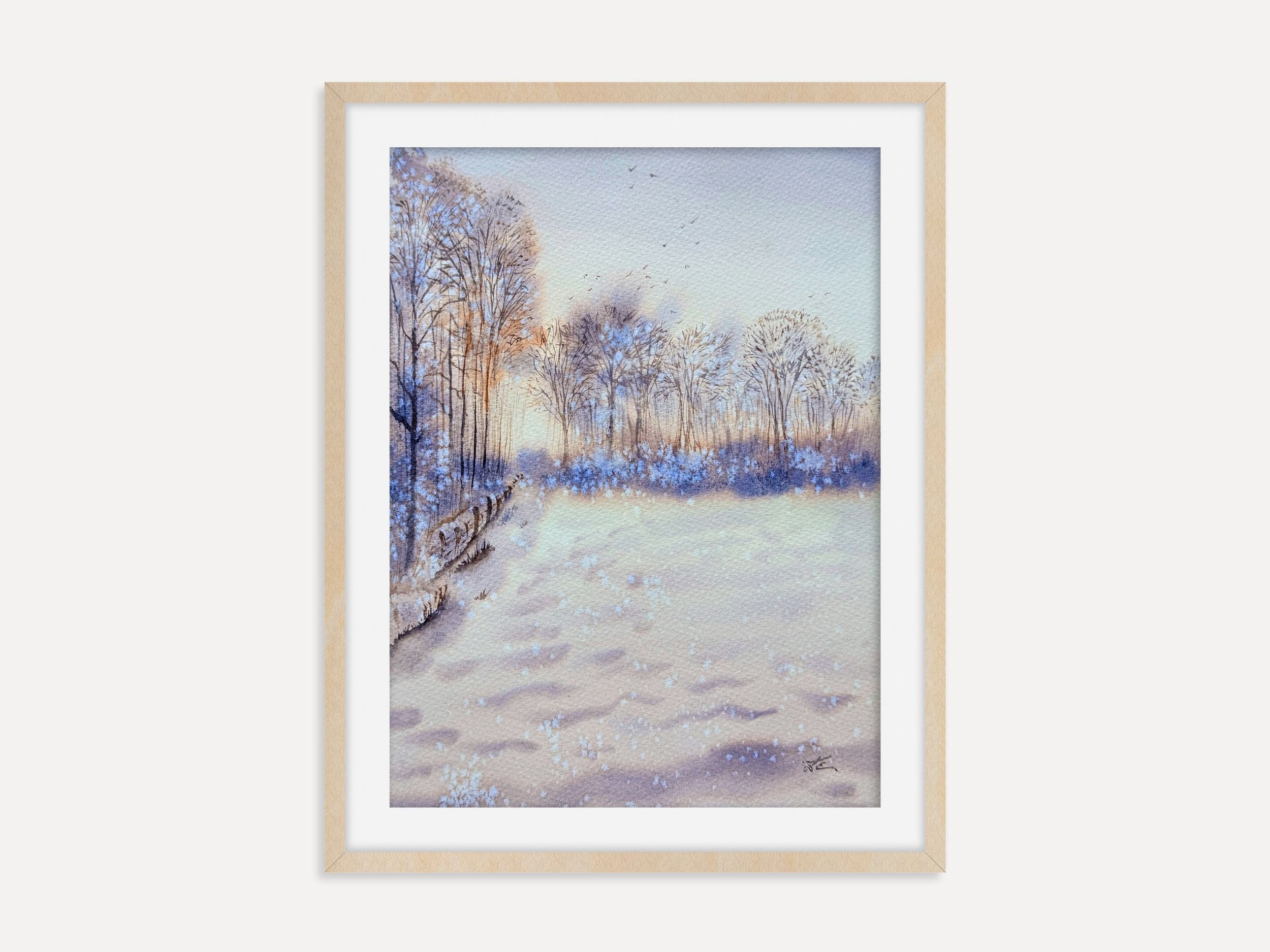 Warm Winter Landscape - Original Watercolor Painting