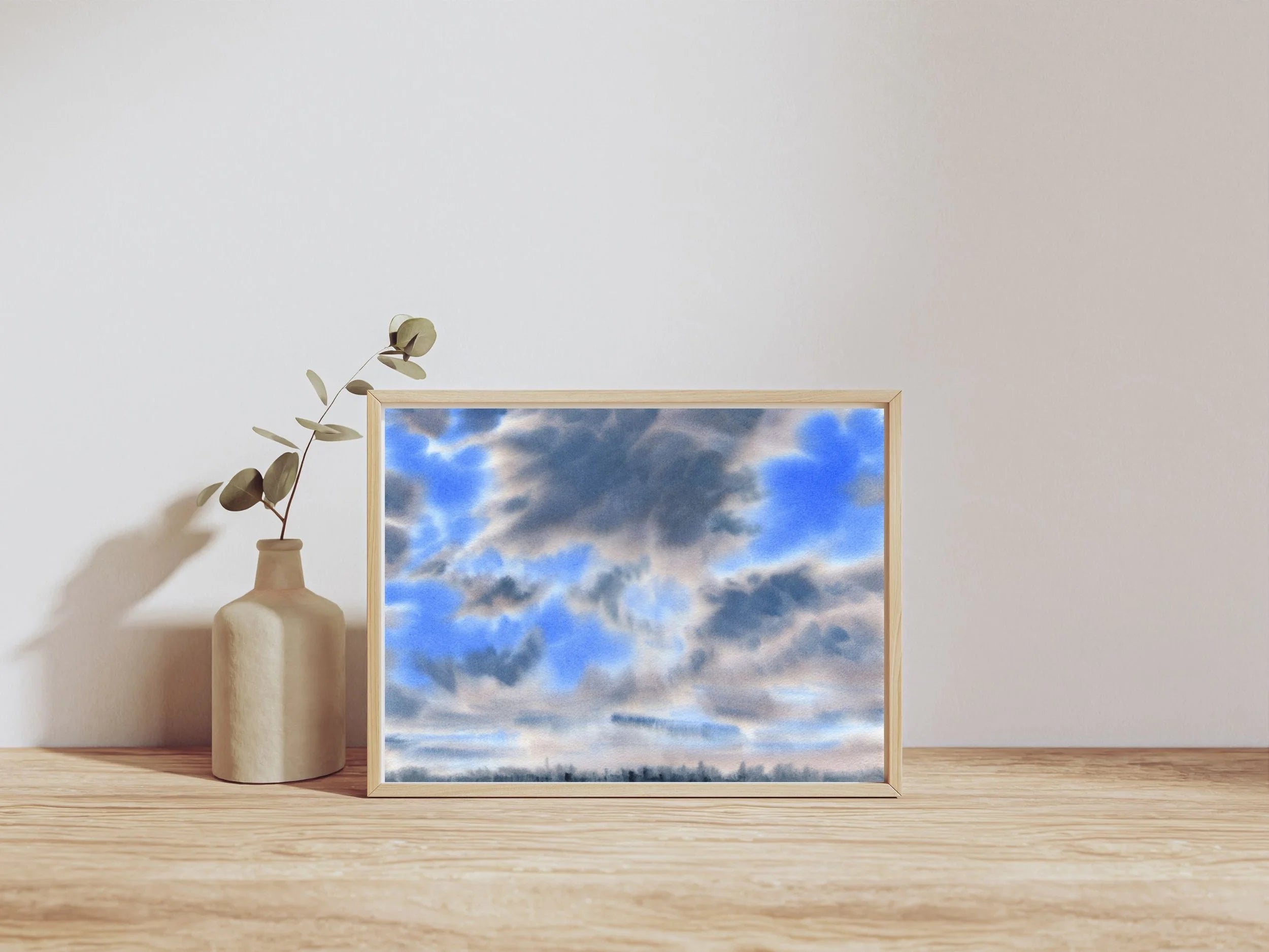 Warm Clouds - Original Watercolor Cloud Painting
