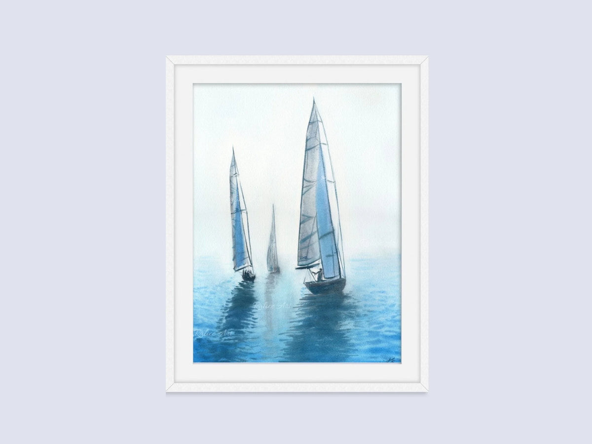Je T'aime Ma Mer - Rowing Regatta Original Watercolor Painting