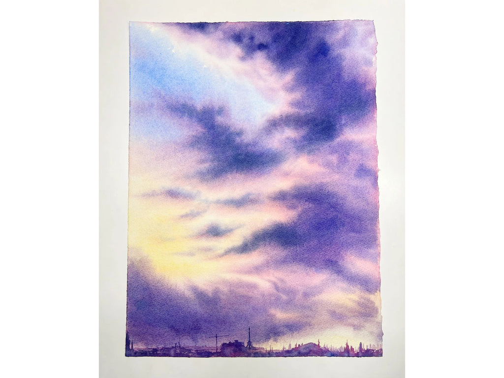 Purple Clouds - Original Watercolor Painting