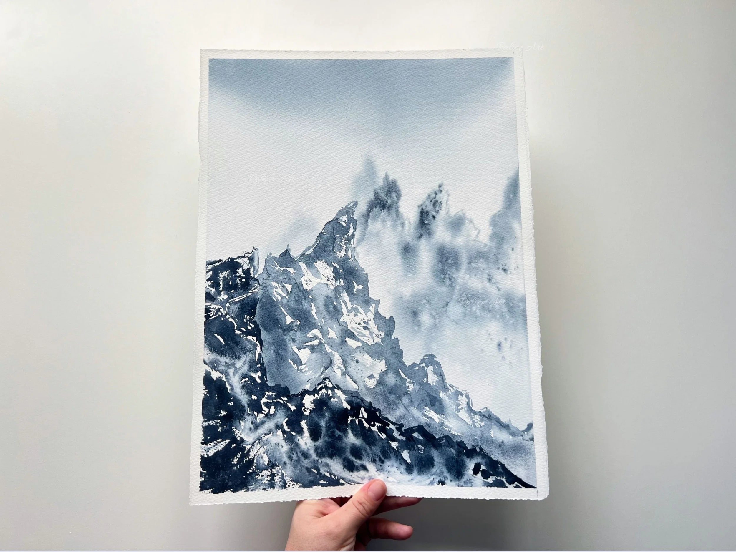 Textures - Original Watercolor Mountain Painting
