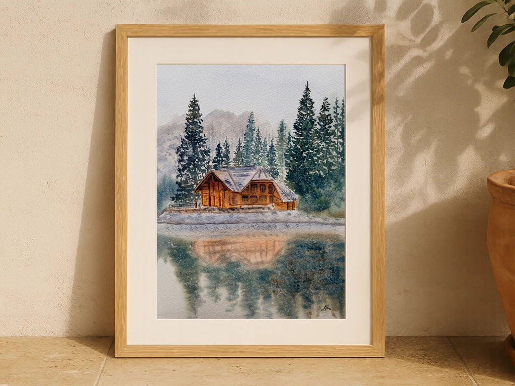 Winter Cabin in The Woods - Original Watercolor Paintings