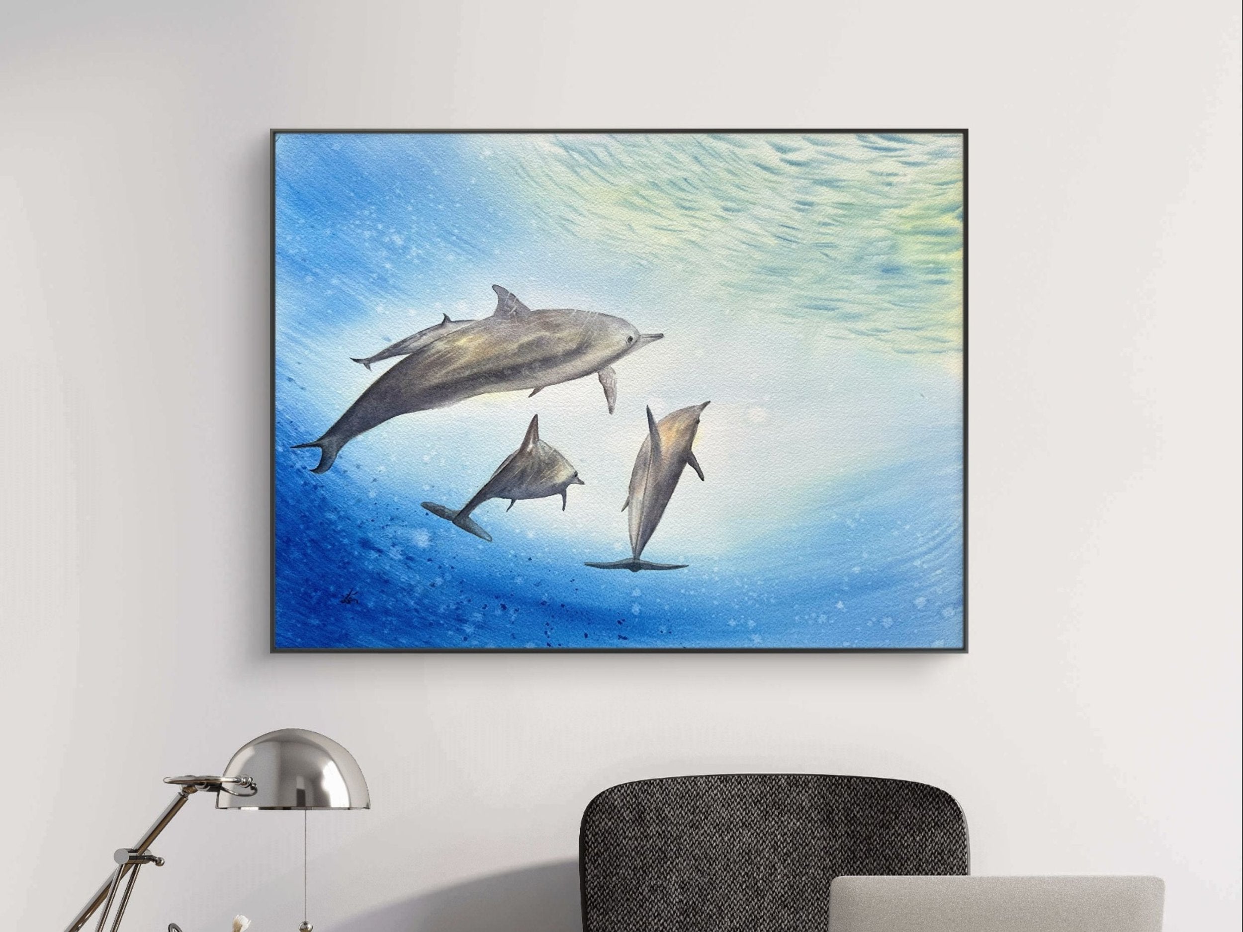 Dolphins  - Original Watercolor Painting