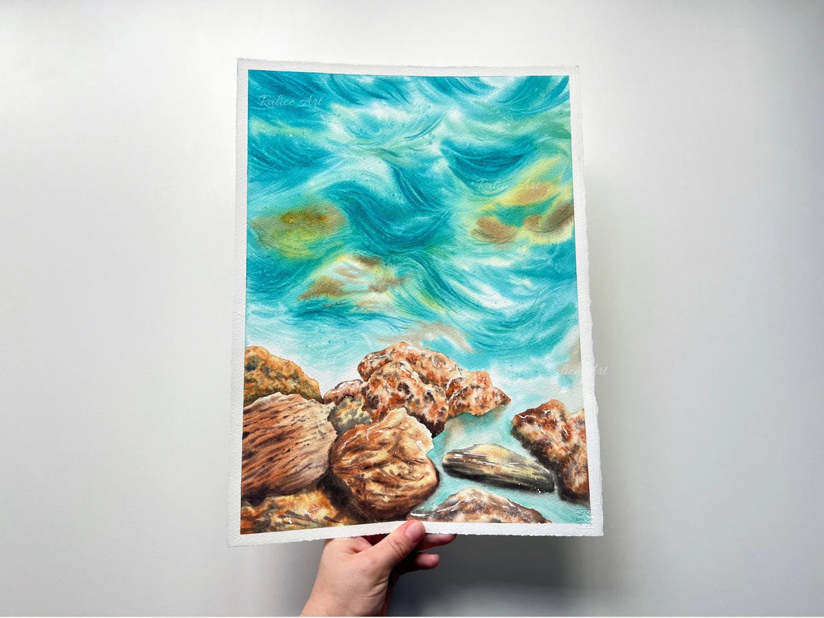 Rocky Seascape - Original Watercolor Painting