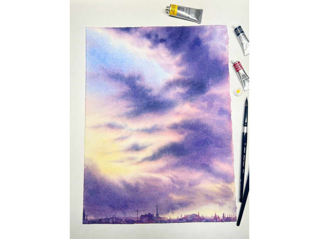 Purple Clouds - Original Watercolor Painting