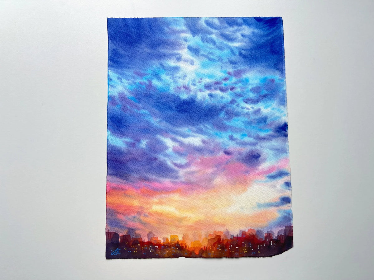 Blue Clouds - Original Watercolor Painting