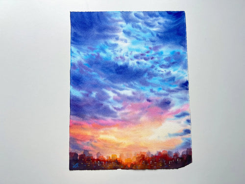 Blue Clouds - Original Watercolor Painting
