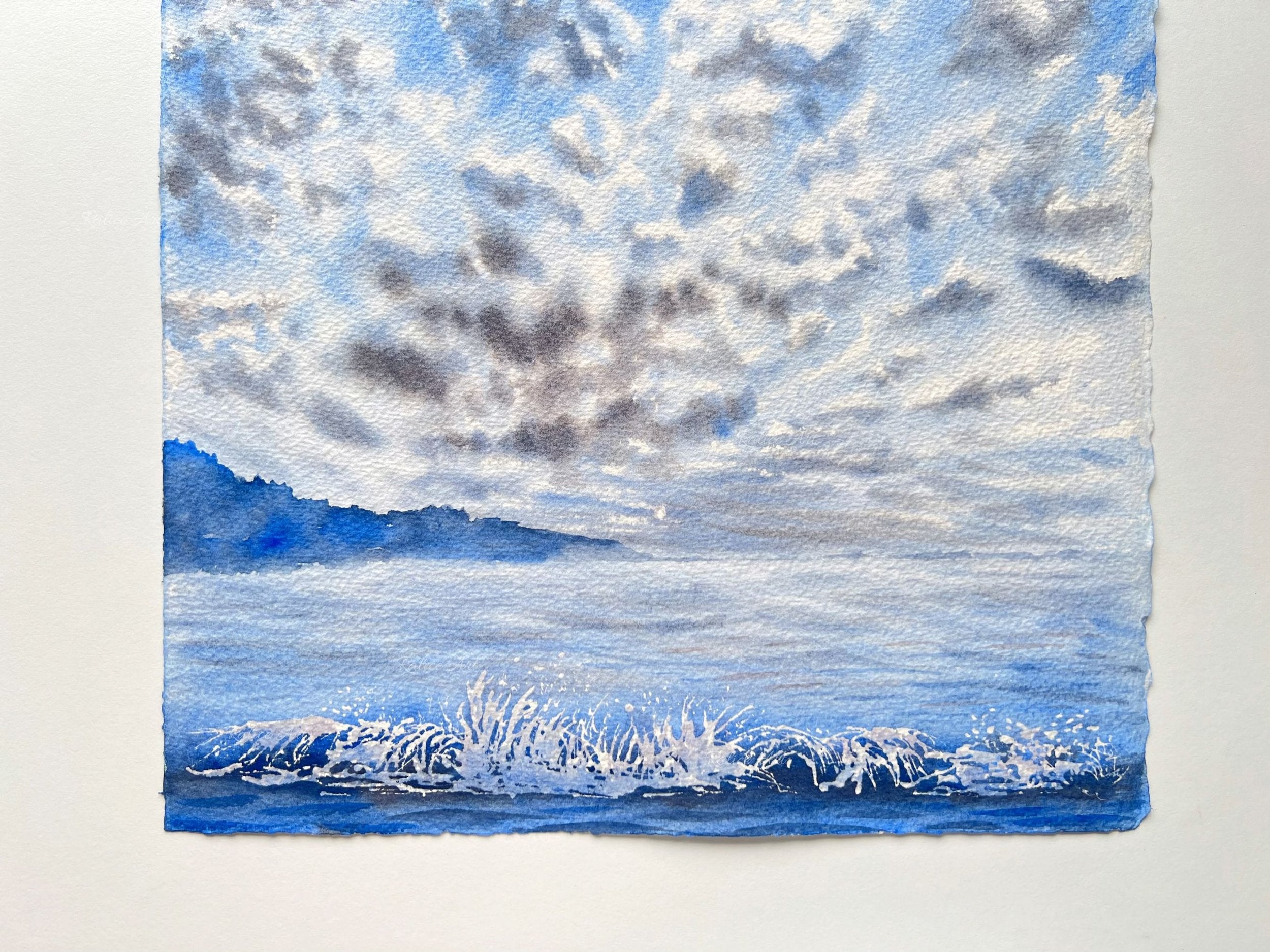 Fluffy Cirrocumulus Clouds - Original Watercolor Painting
