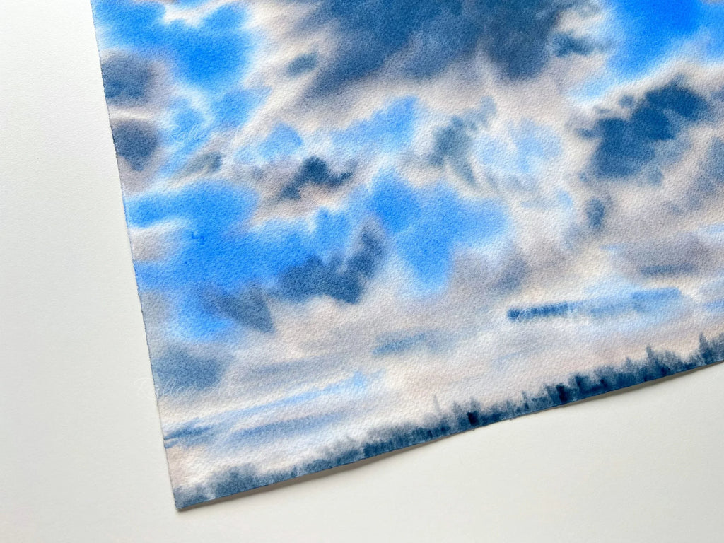 Warm Clouds - Original Watercolor Cloud Painting