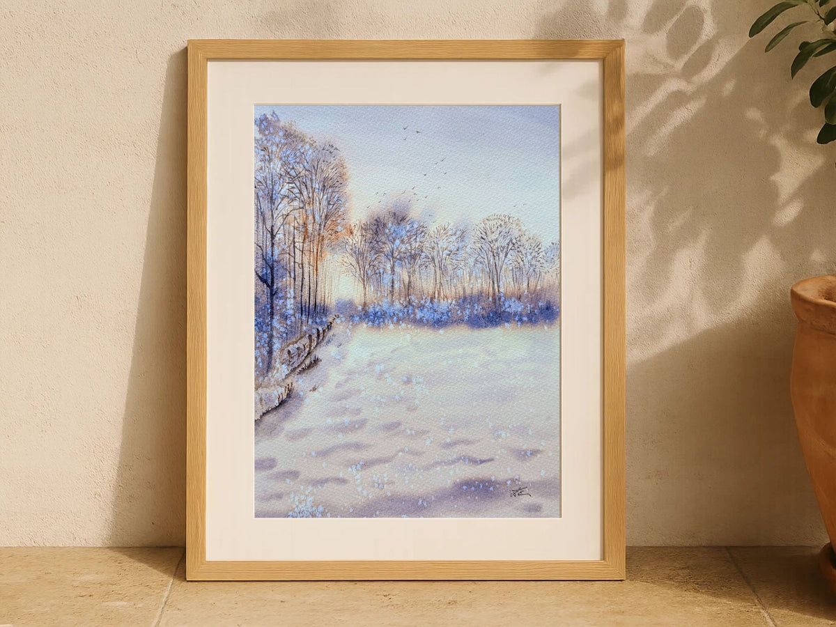 Warm Winter Landscape - Original Watercolor Painting