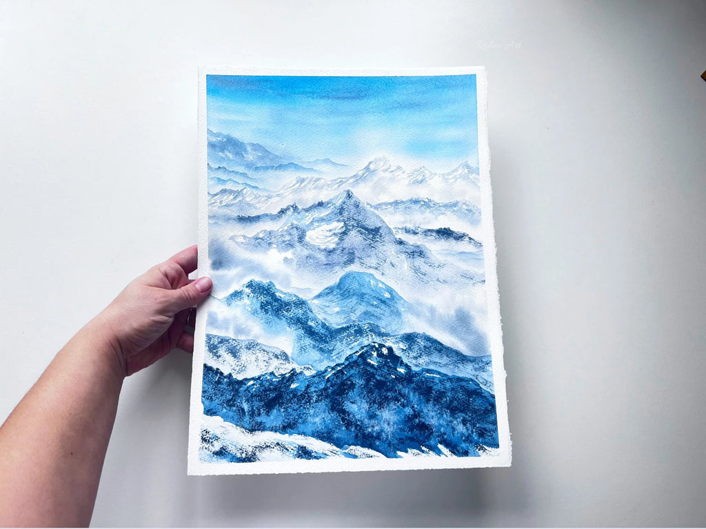 Rolling Hills - Original Watercolor Mountain Painting