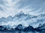 Misty Mountain Valley - Original Watercolor Painting
