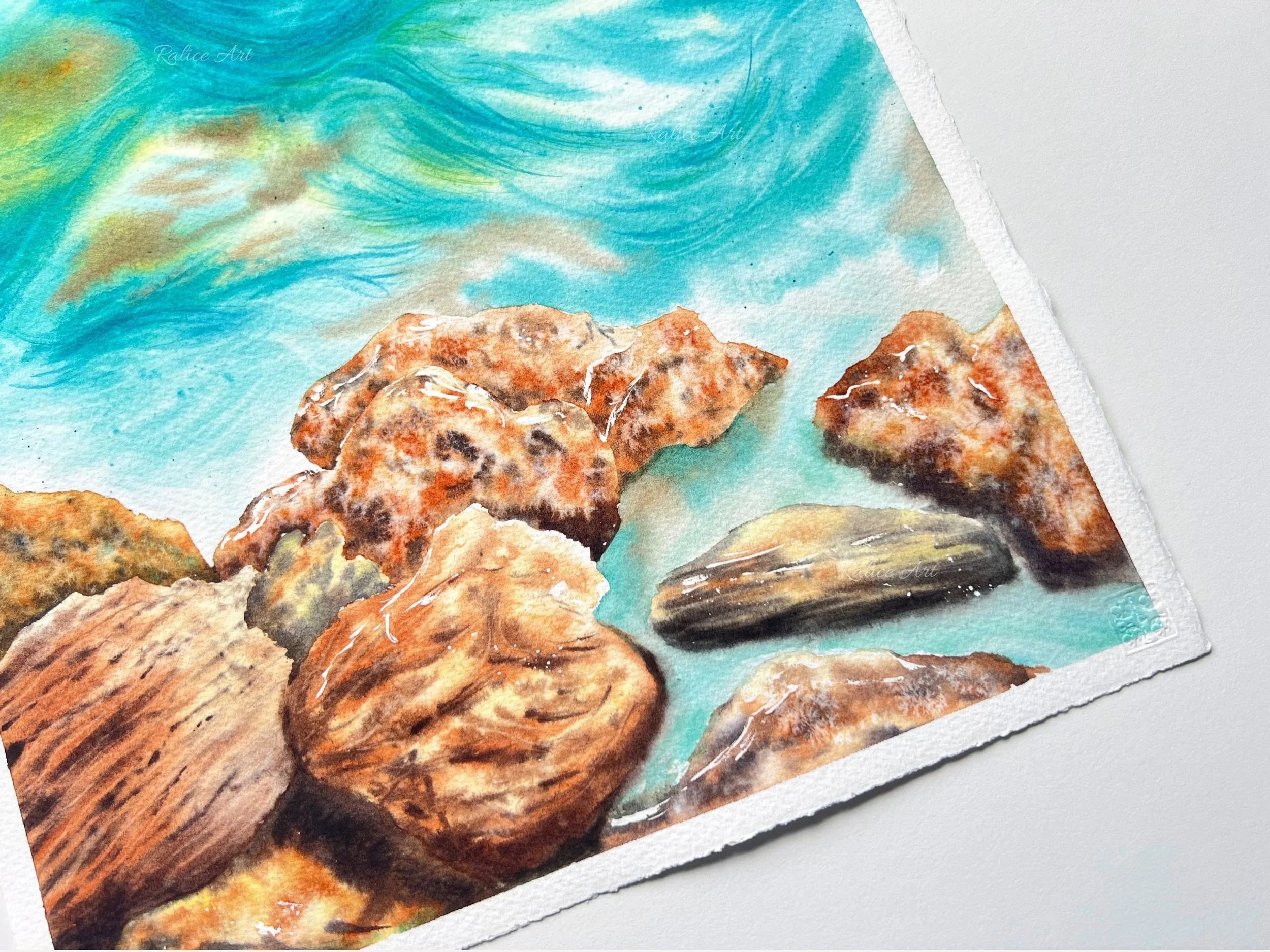 Rocky Seascape - Original Watercolor Painting