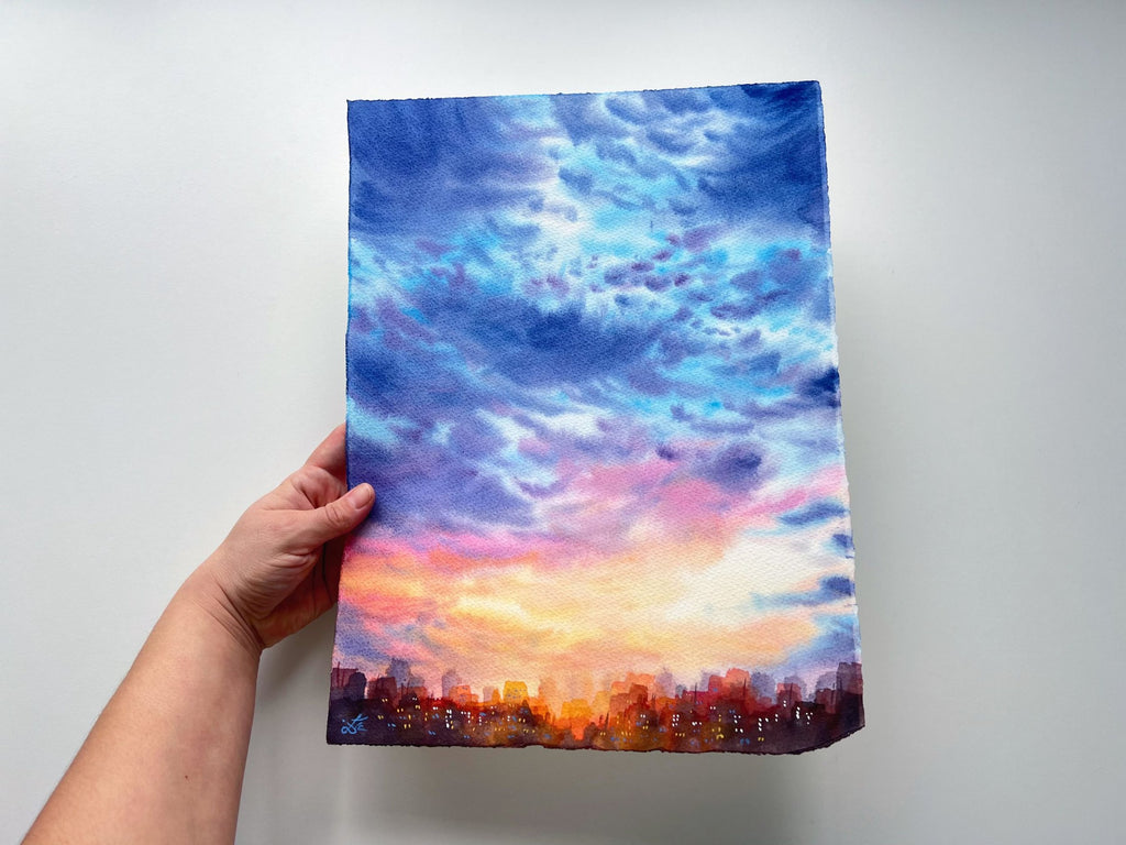 Blue Clouds - Original Watercolor Painting