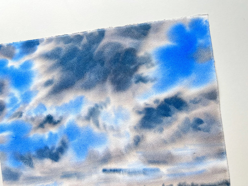Warm Clouds - Original Watercolor Cloud Painting