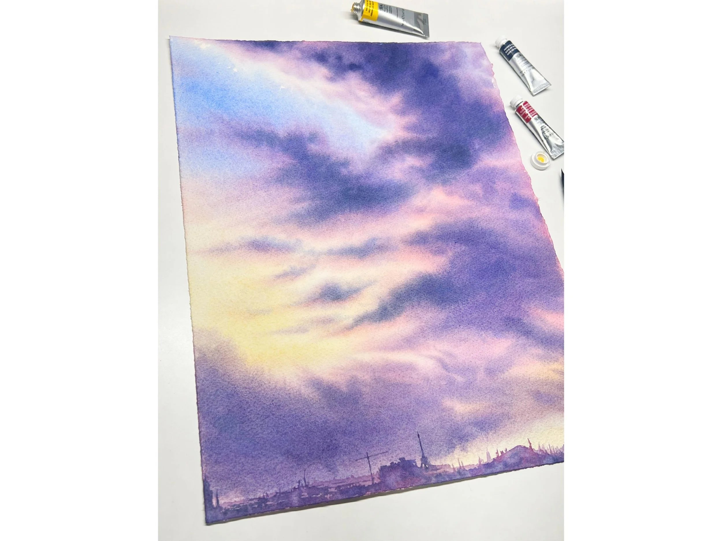 Purple Clouds - Original Watercolor Painting