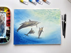 Dolphins  - Original Watercolor Painting