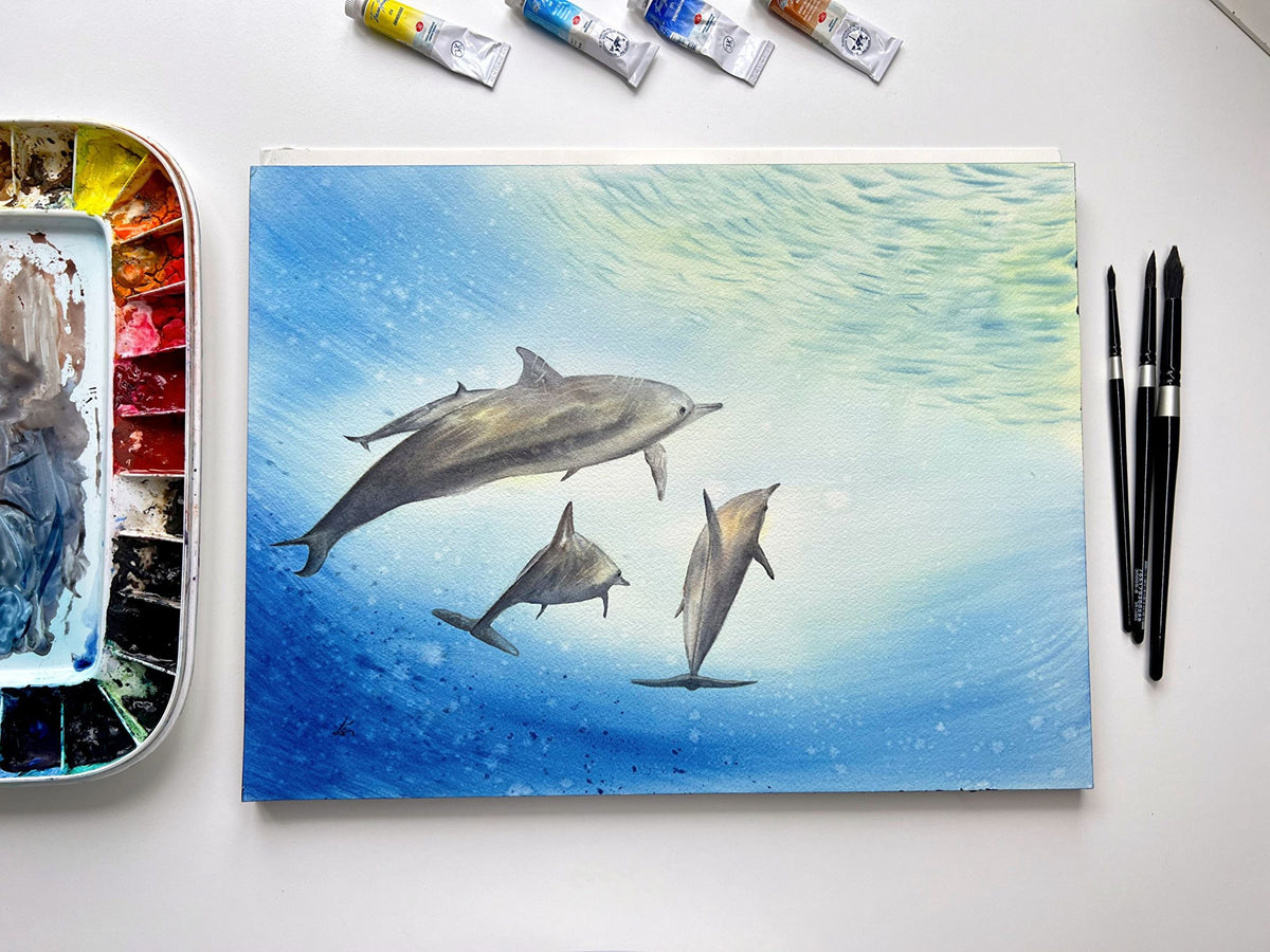 Dolphins  - Original Watercolor Painting