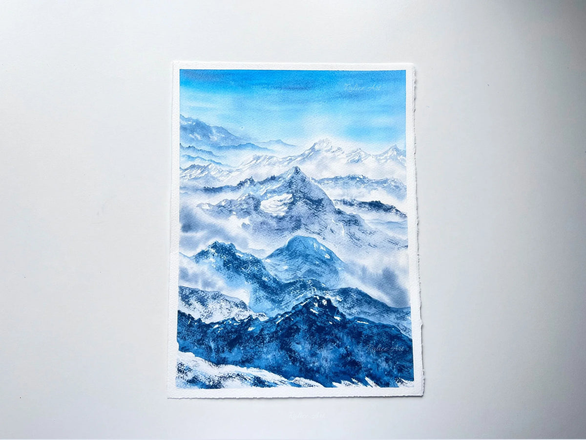 Rolling Hills - Original Watercolor Mountain Painting