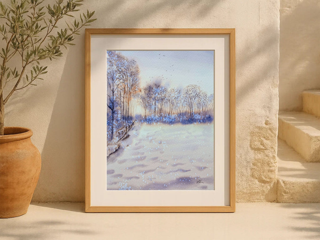 Warm Winter Landscape - Original Watercolor Painting