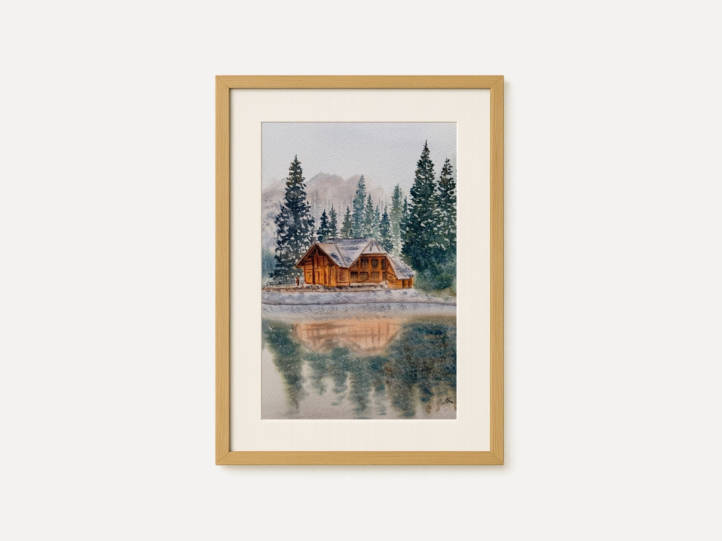 Winter Cabin in The Woods - Original Watercolor Paintings